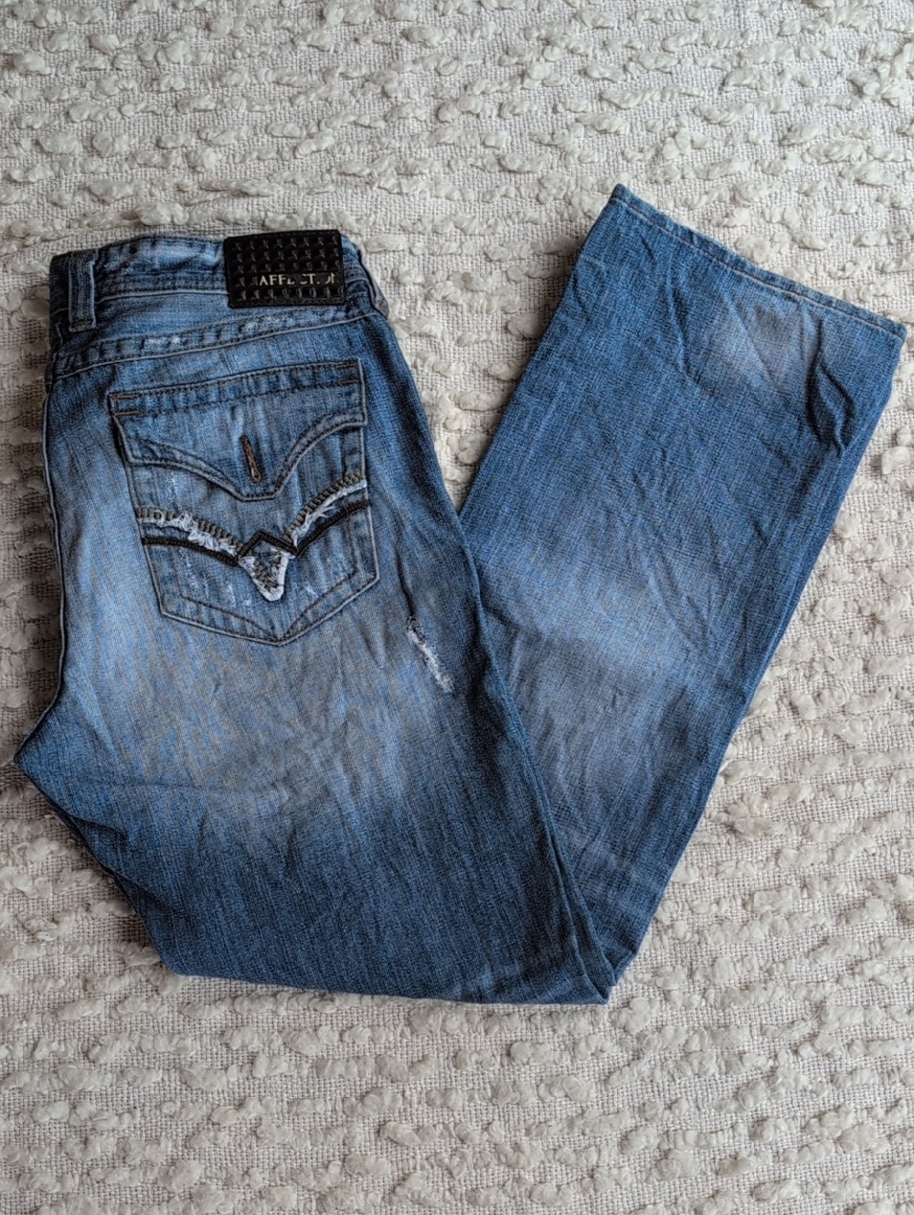 Affliction Blake Black Premium 36x32 Relaxed Straight Men's Y2K Denim Jeans